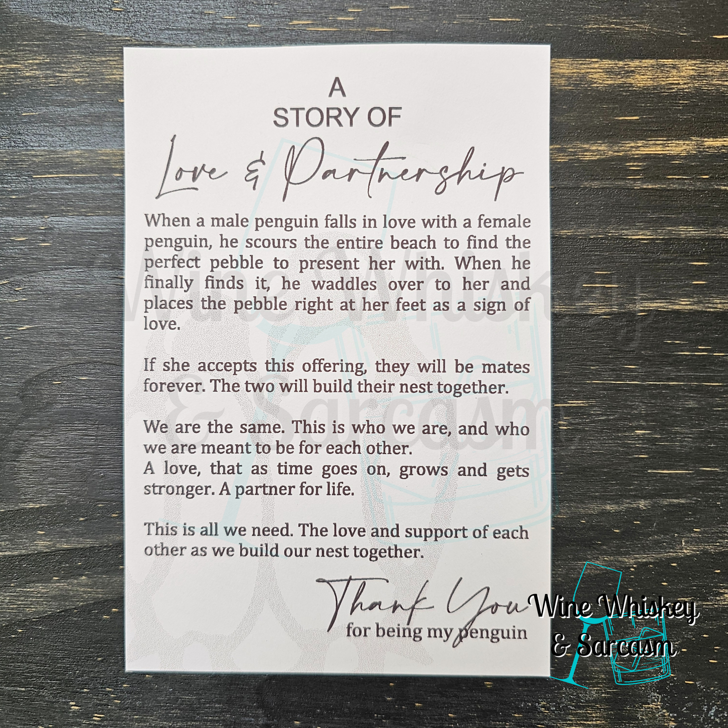 Love and Partnership Story Charm | Penguin Ornament | Partner Ornament